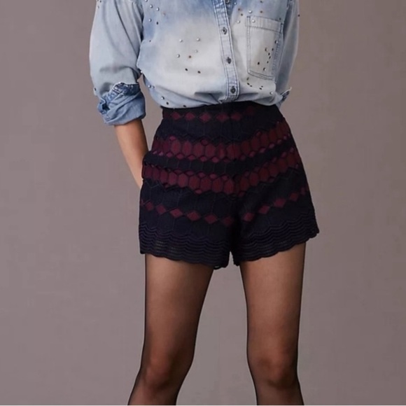 Anthropologie women’s 6 Maeve Lace embroidered high waist Shorts - Picture 2 of 8